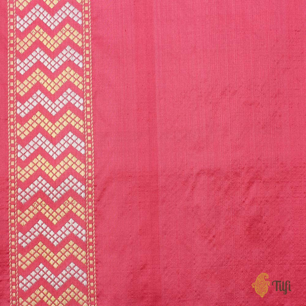 Grey-Pink Pure Katan Silk Banarasi Handloom Saree