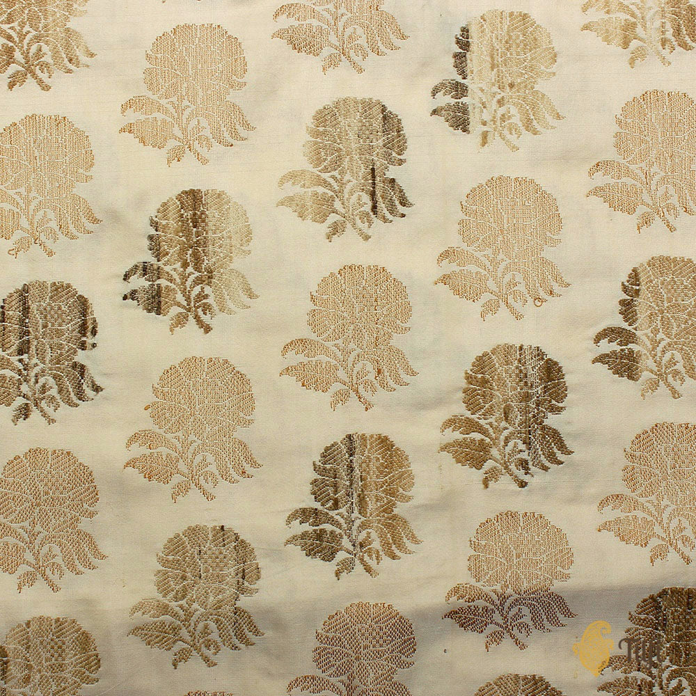 Off-White Pure Katan Silk Banarasi Handloom Saree