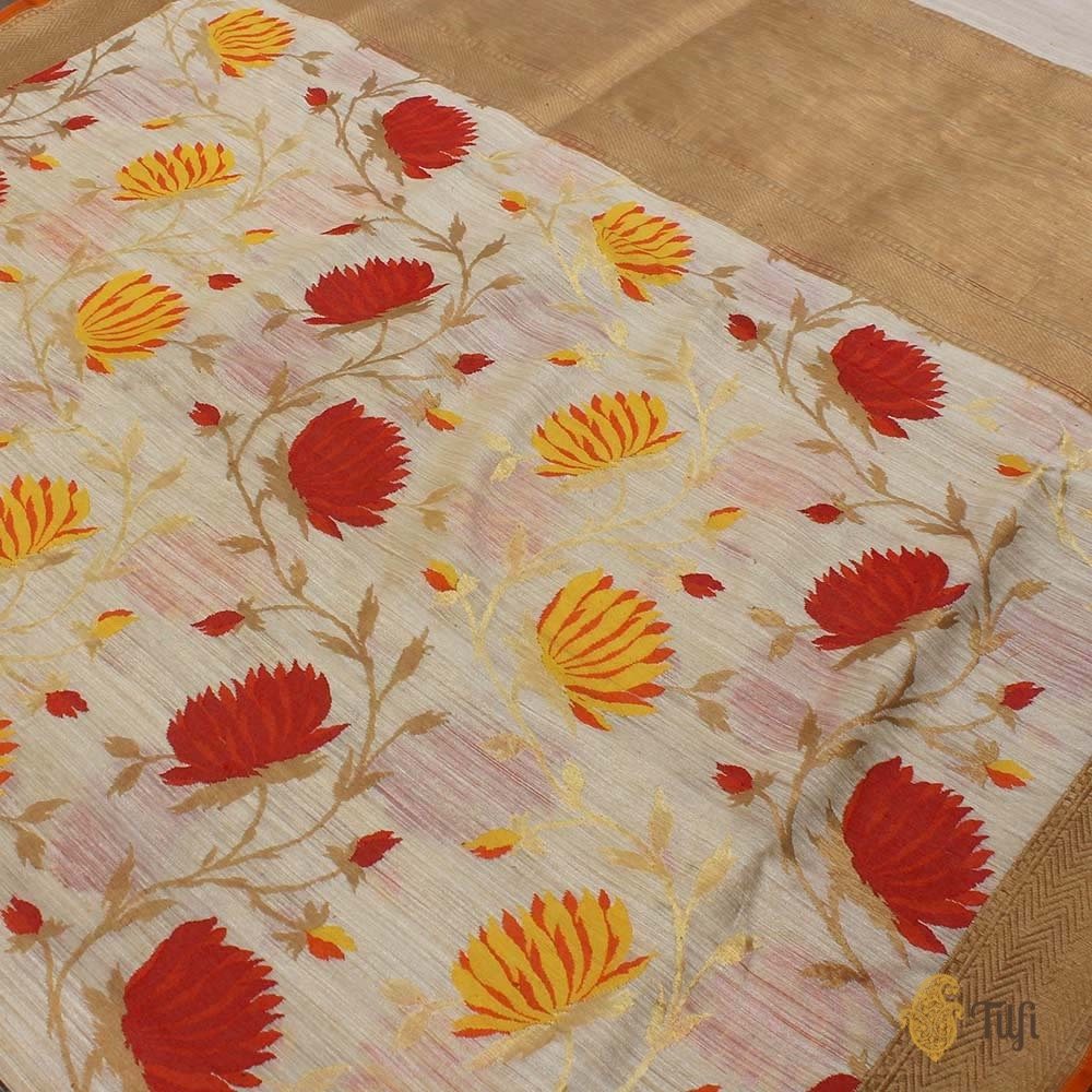 Tussar Pure Dupion Silk Banarasi Handloom Saree