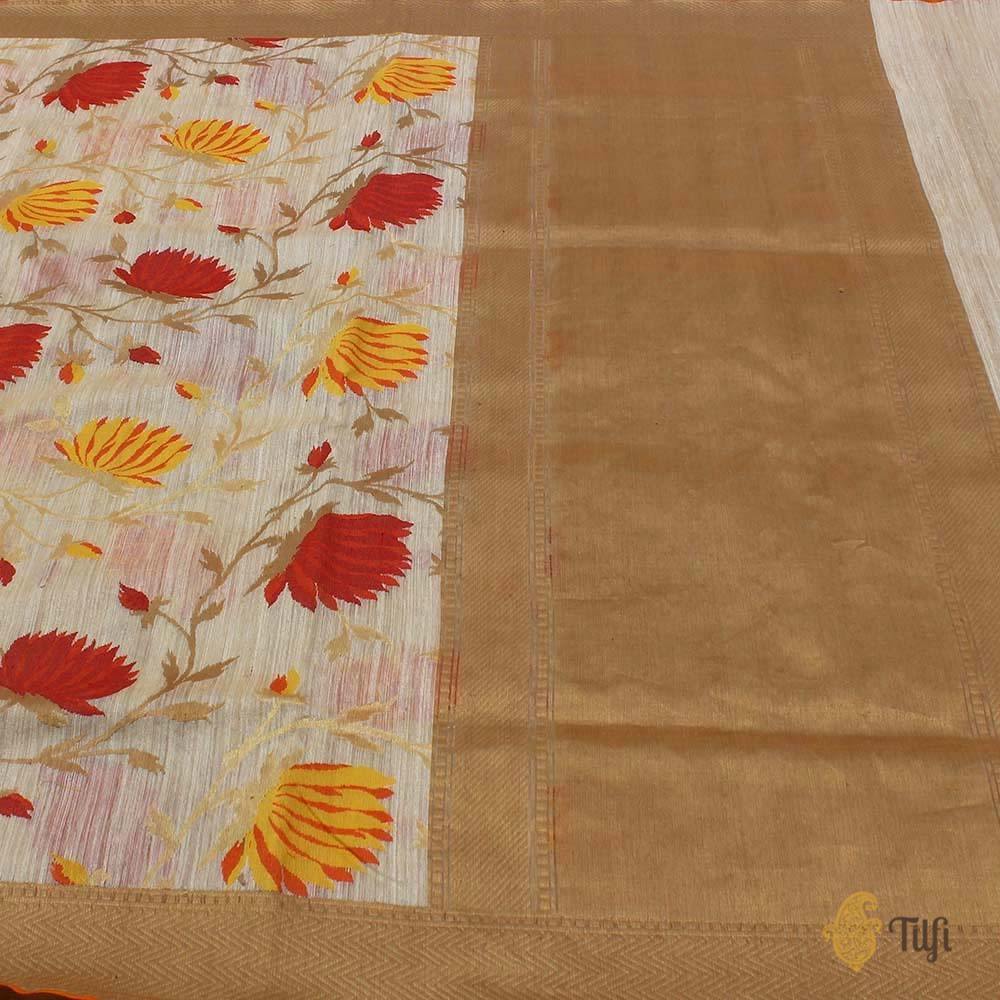 Tussar Pure Dupion Silk Banarasi Handloom Saree