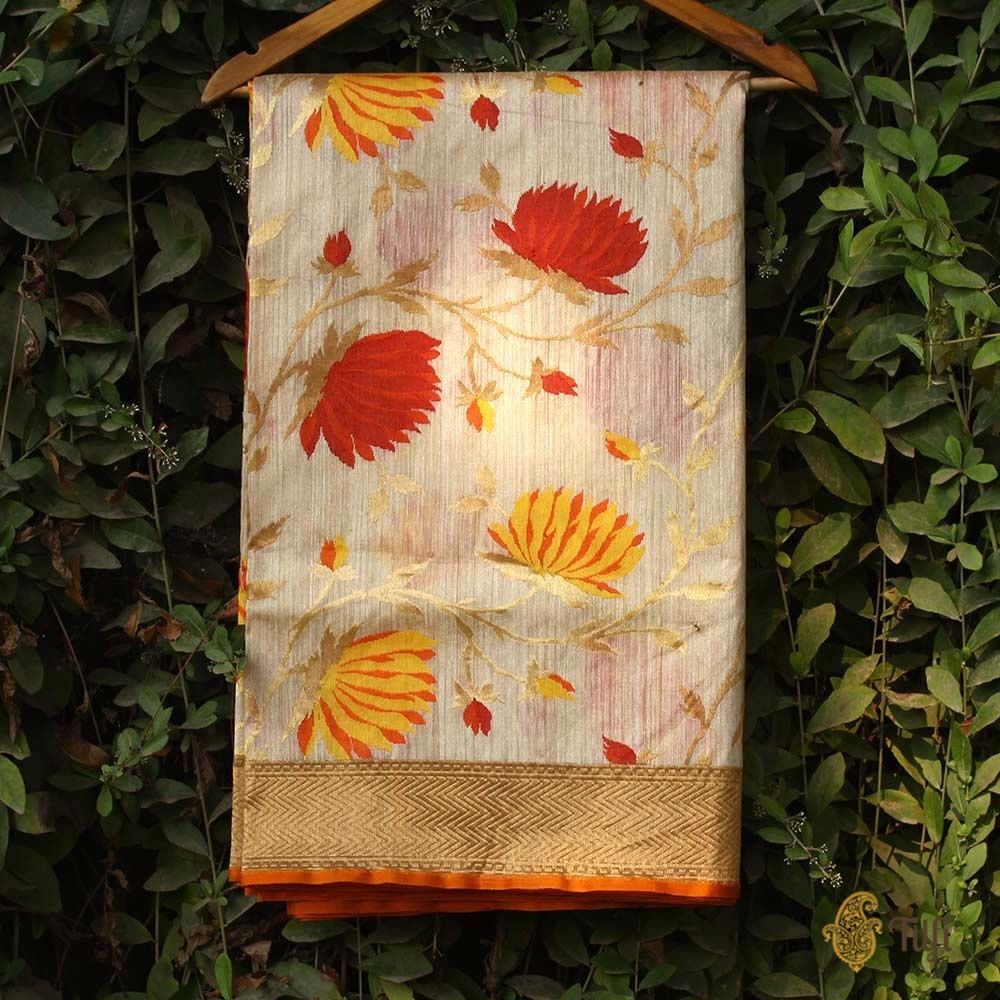 Tussar Pure Dupion Silk Banarasi Handloom Saree