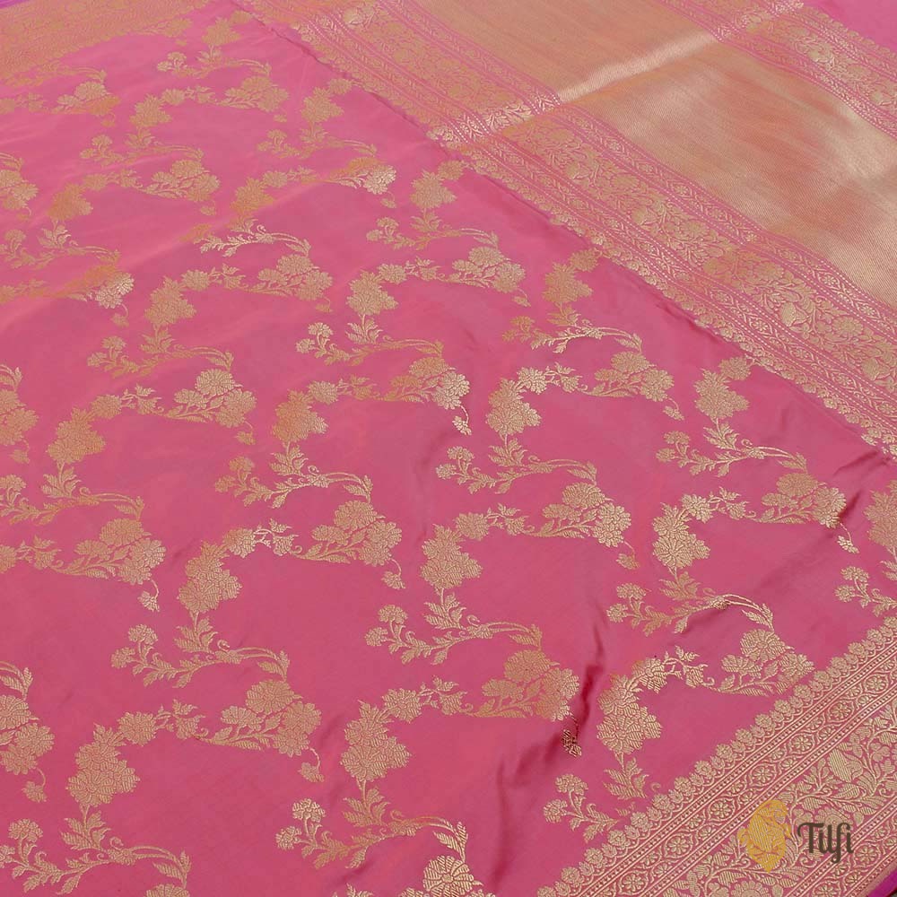Taffy Pink Pure Katan Silk Banarasi Handloom Saree