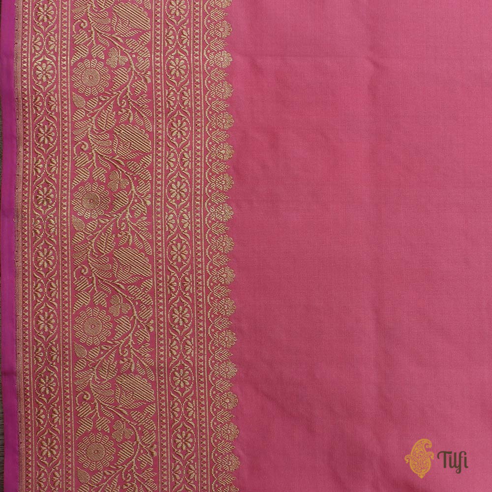 Taffy Pink Pure Katan Silk Banarasi Handloom Saree