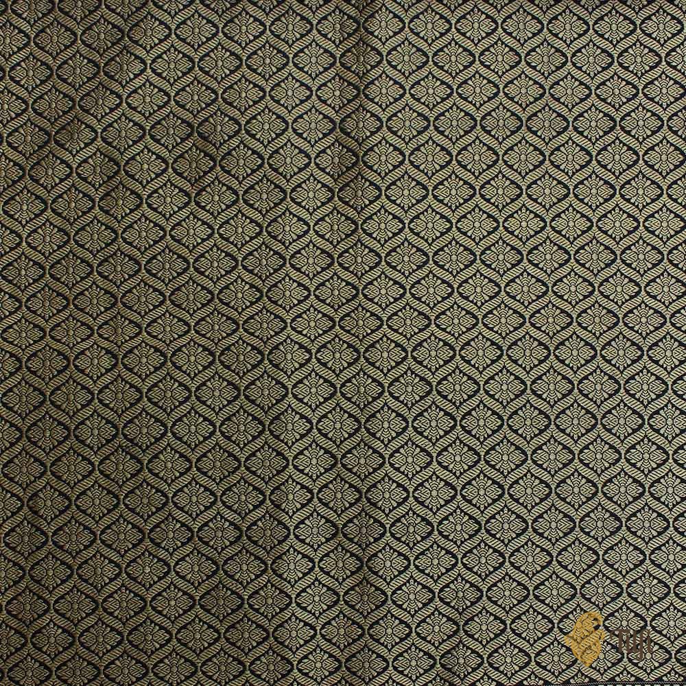 Beige-Black Pure Katan Silk Banarasi Handloom Saree