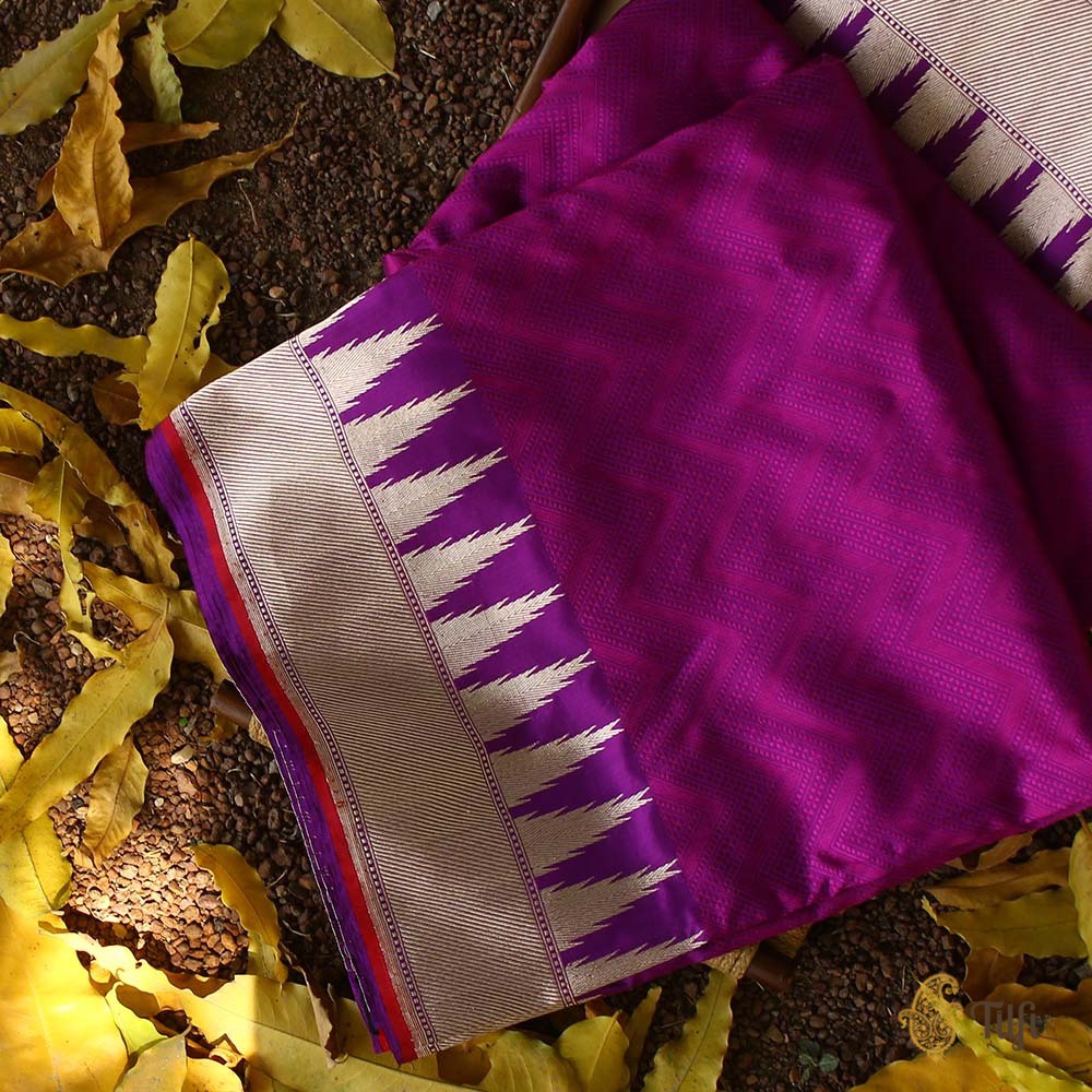 Magenta Pure Katan Silk Banarasi Handloom Saree