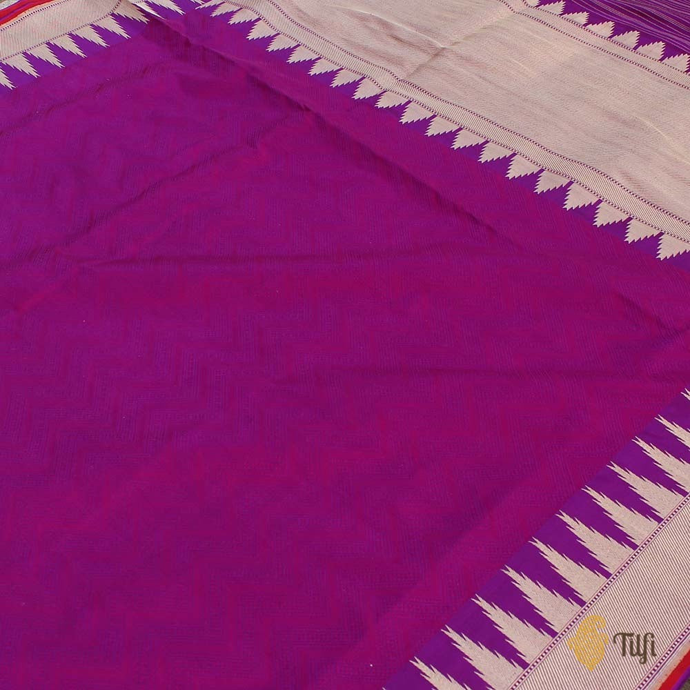 Magenta Pure Katan Silk Banarasi Handloom Saree