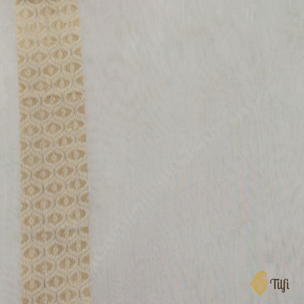 Off-White Pure Katan Silk Banarasi Handloom Saree