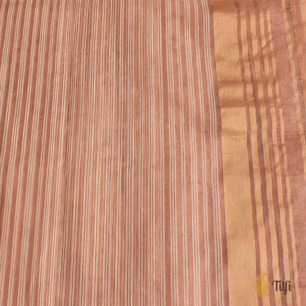 Light Old Rose Pink Pure Kora Silk Net Banarasi Handloom Saree