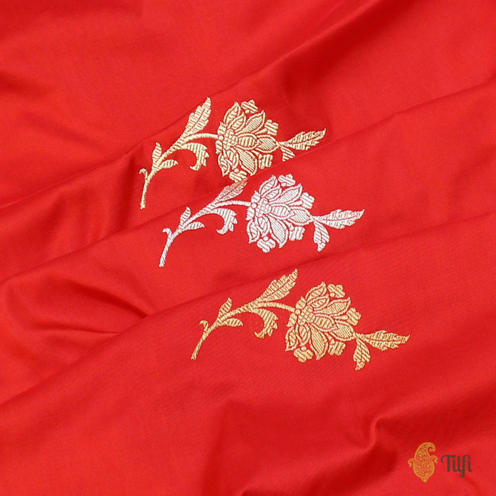 Red Pure Katan Silk Banarasi Handloom Saree