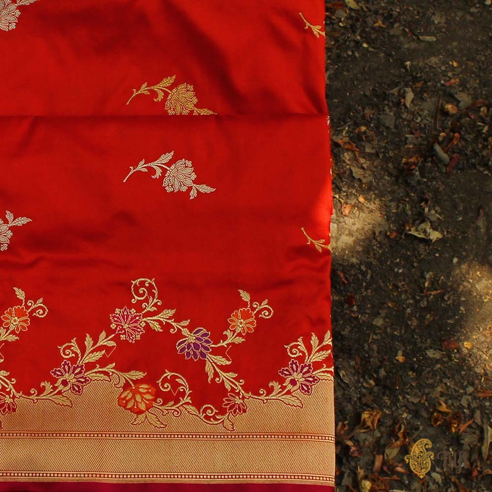 Red Pure Katan Silk Banarasi Handloom Saree