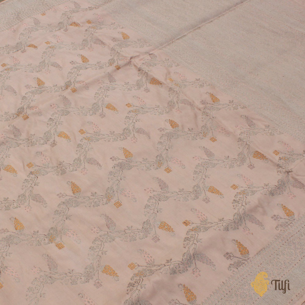 Light Pink Pure Katan Silk Banarasi Handloom Saree