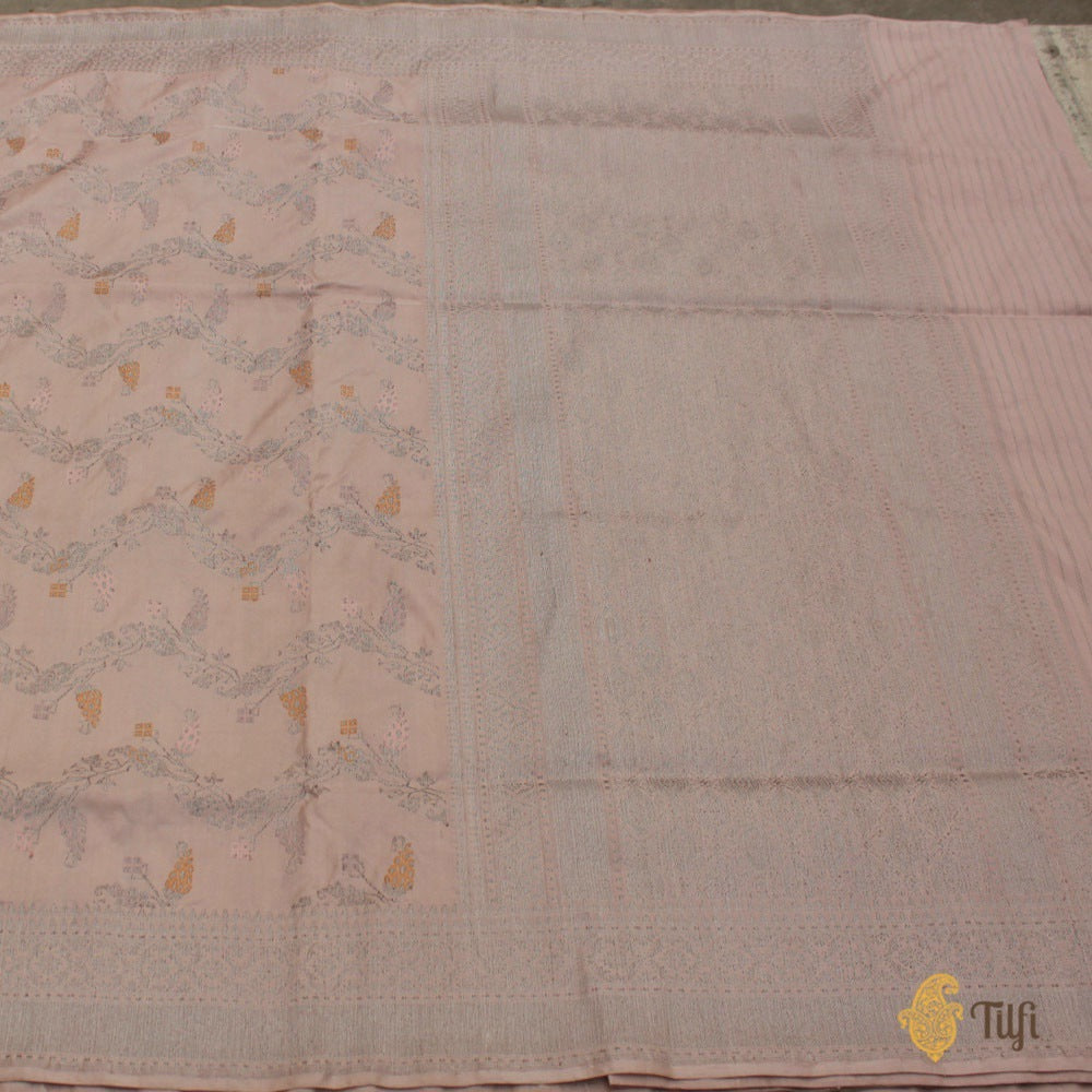 Light Pink Pure Katan Silk Banarasi Handloom Saree