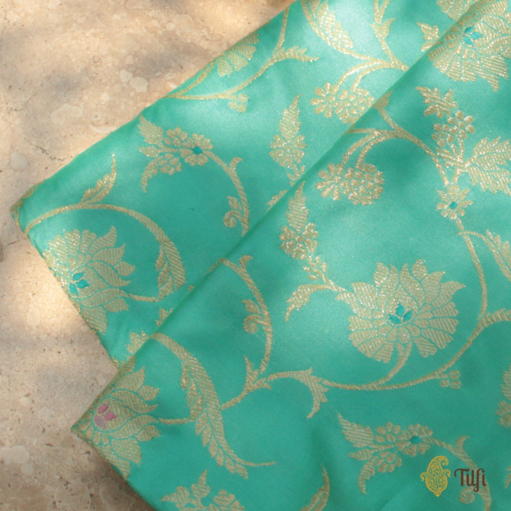 Turquoise Blue Pure Katan Silk Banarasi Handloom Saree