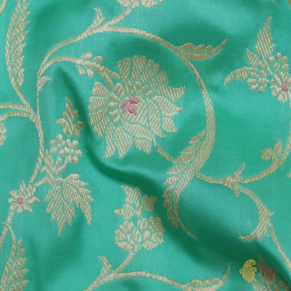 Turquoise Blue Pure Katan Silk Banarasi Handloom Saree