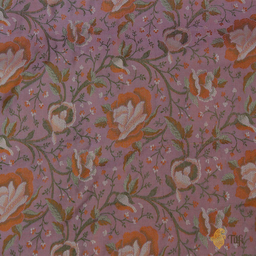 Mauve Pink Pure Soft Satin Silk Banarasi Handloom Saree