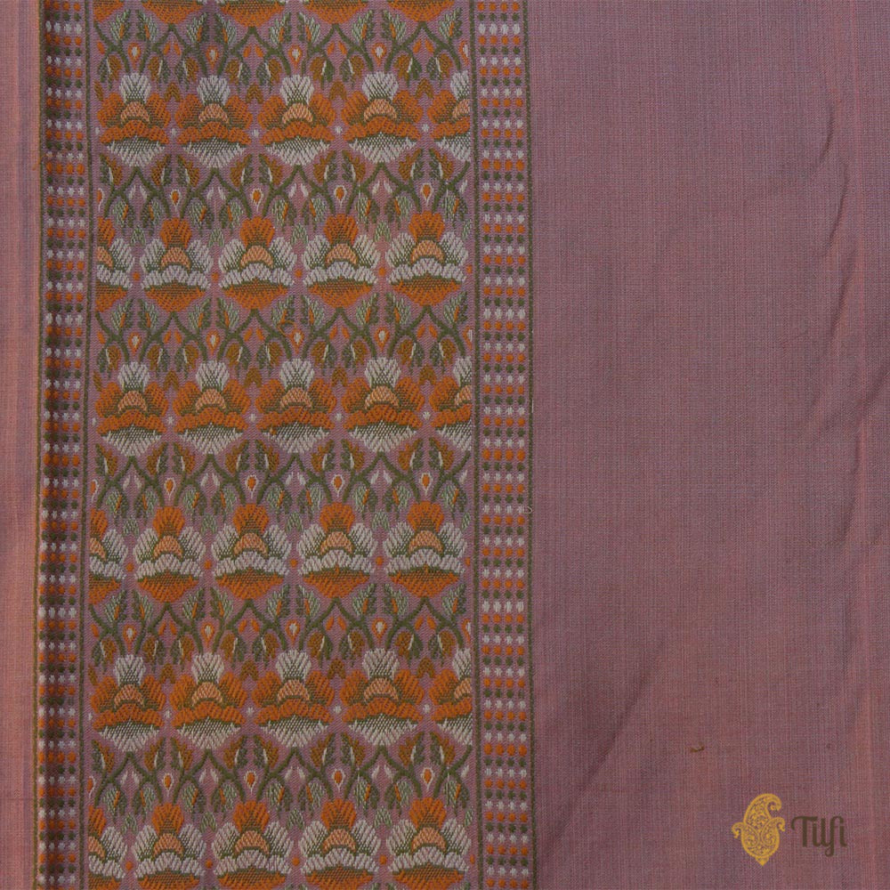 Mauve Pink Pure Soft Satin Silk Banarasi Handloom Saree