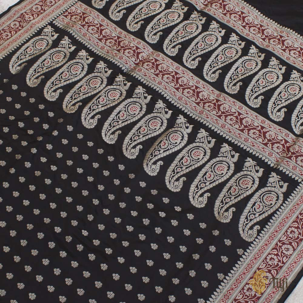 Black Pure Katan Silk Banarasi Handloom Saree