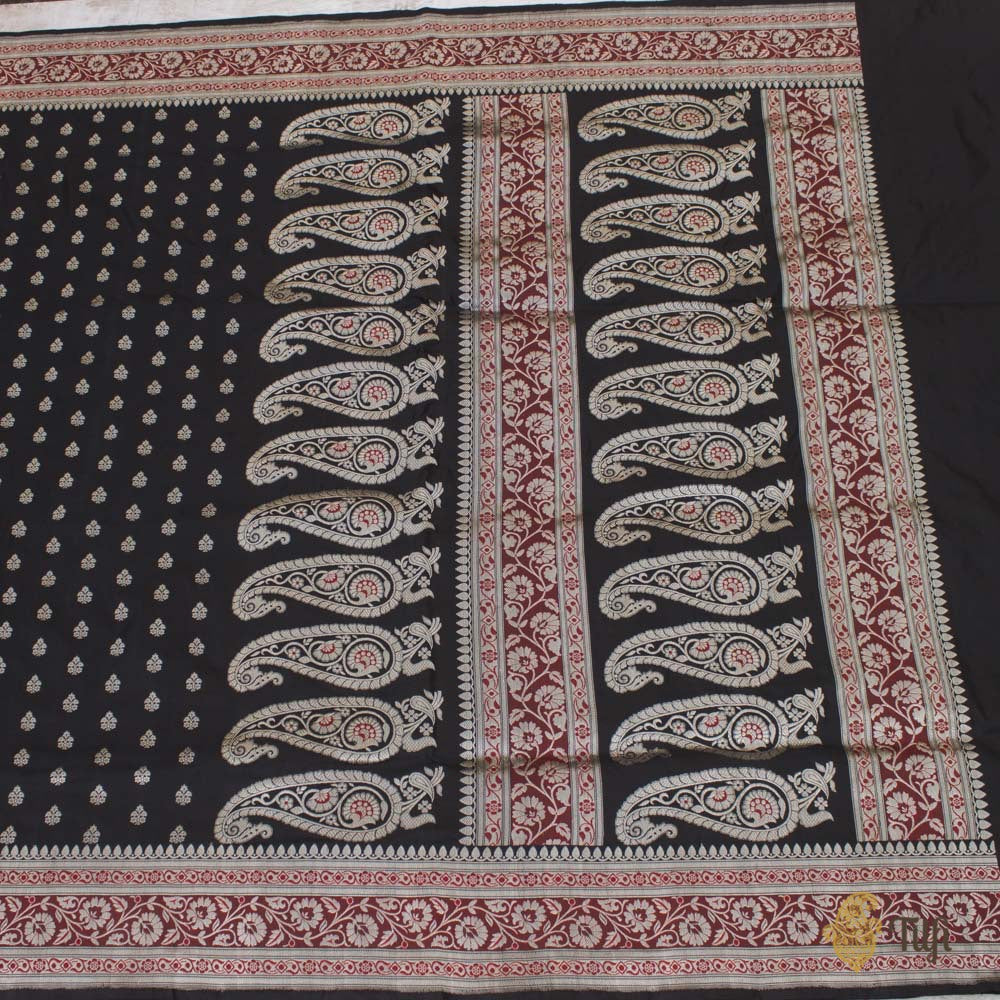 Black Pure Katan Silk Banarasi Handloom Saree