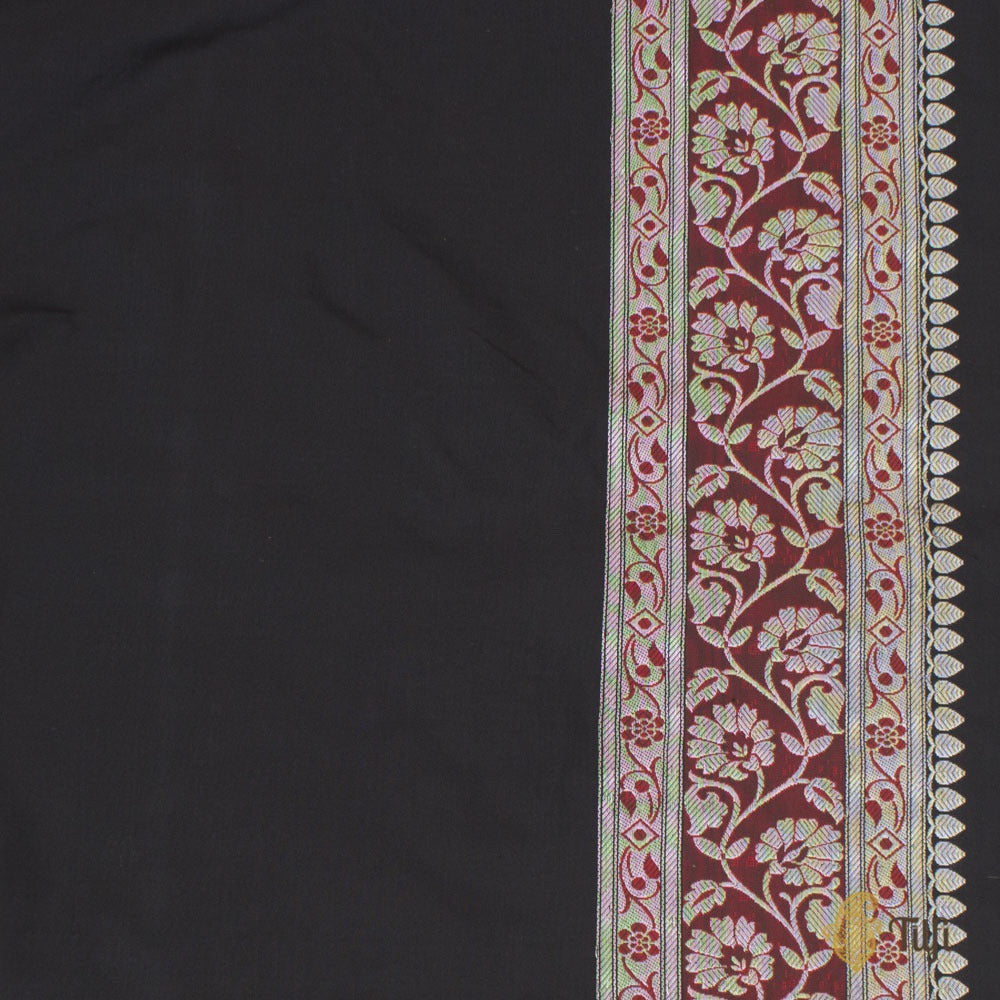 Black Pure Katan Silk Banarasi Handloom Saree