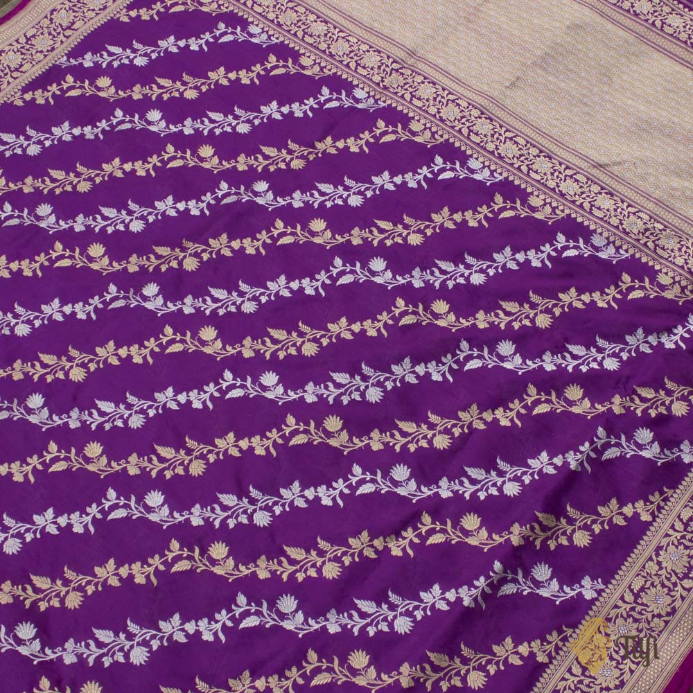 Purple Pure Katan Silk Banarasi Handloom Saree