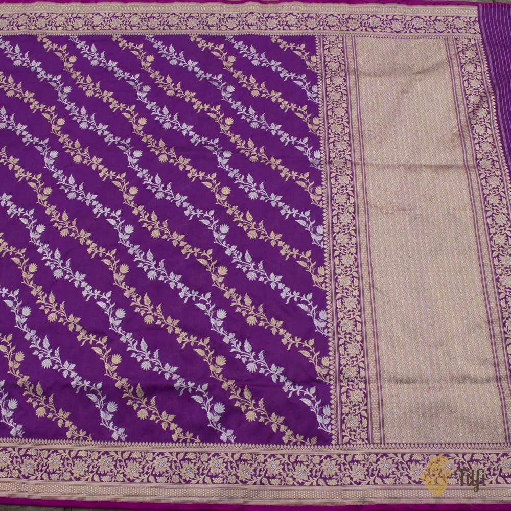 Purple Pure Katan Silk Banarasi Handloom Saree