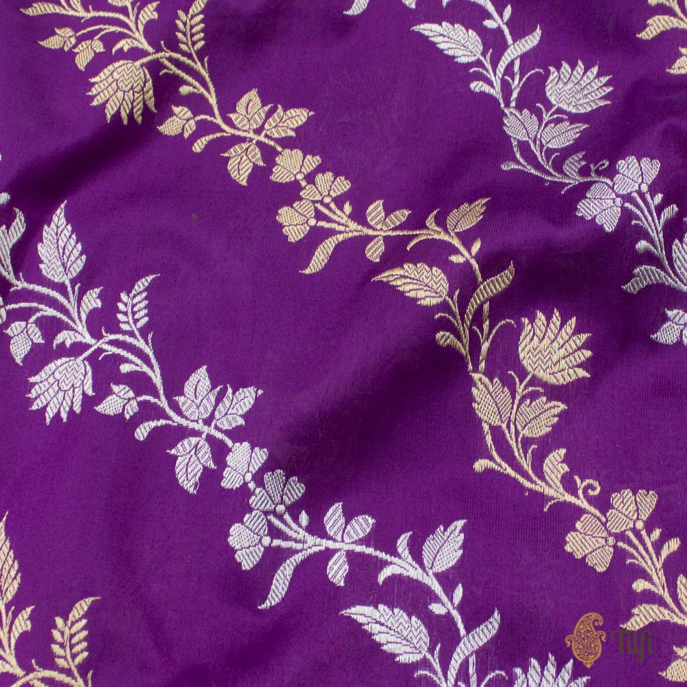 Purple Pure Katan Silk Banarasi Handloom Saree