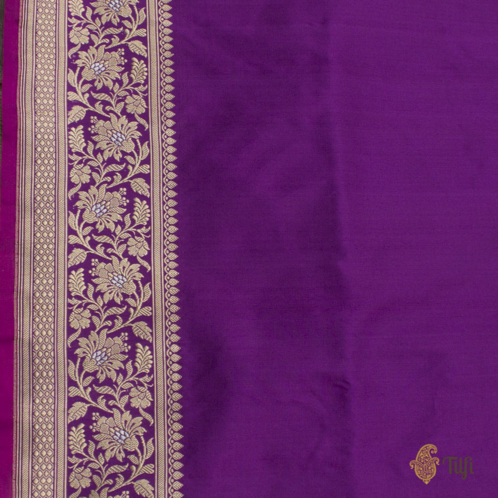 Purple Pure Katan Silk Banarasi Handloom Saree