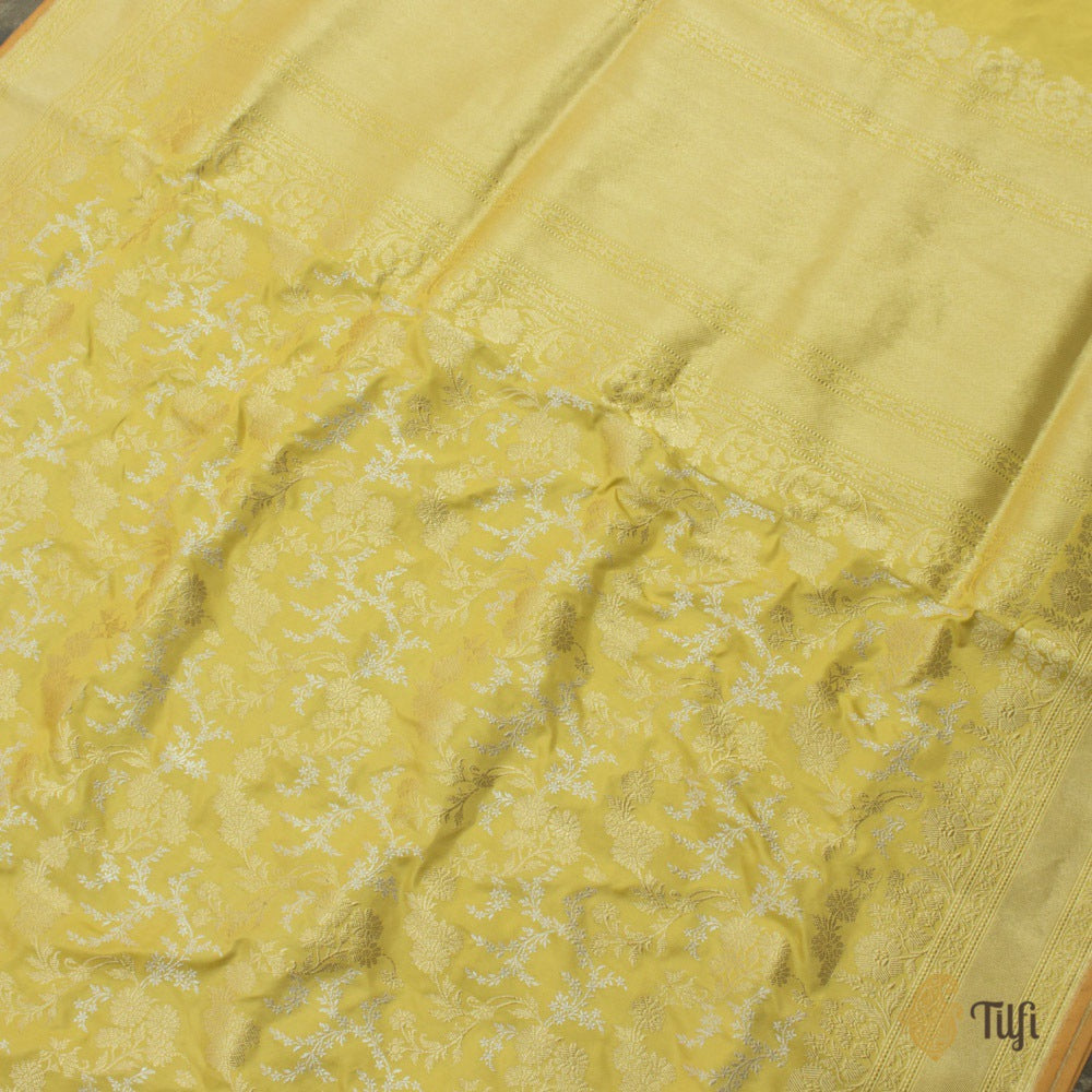 Yellow Pure Katan Silk Banarasi Handloom Saree