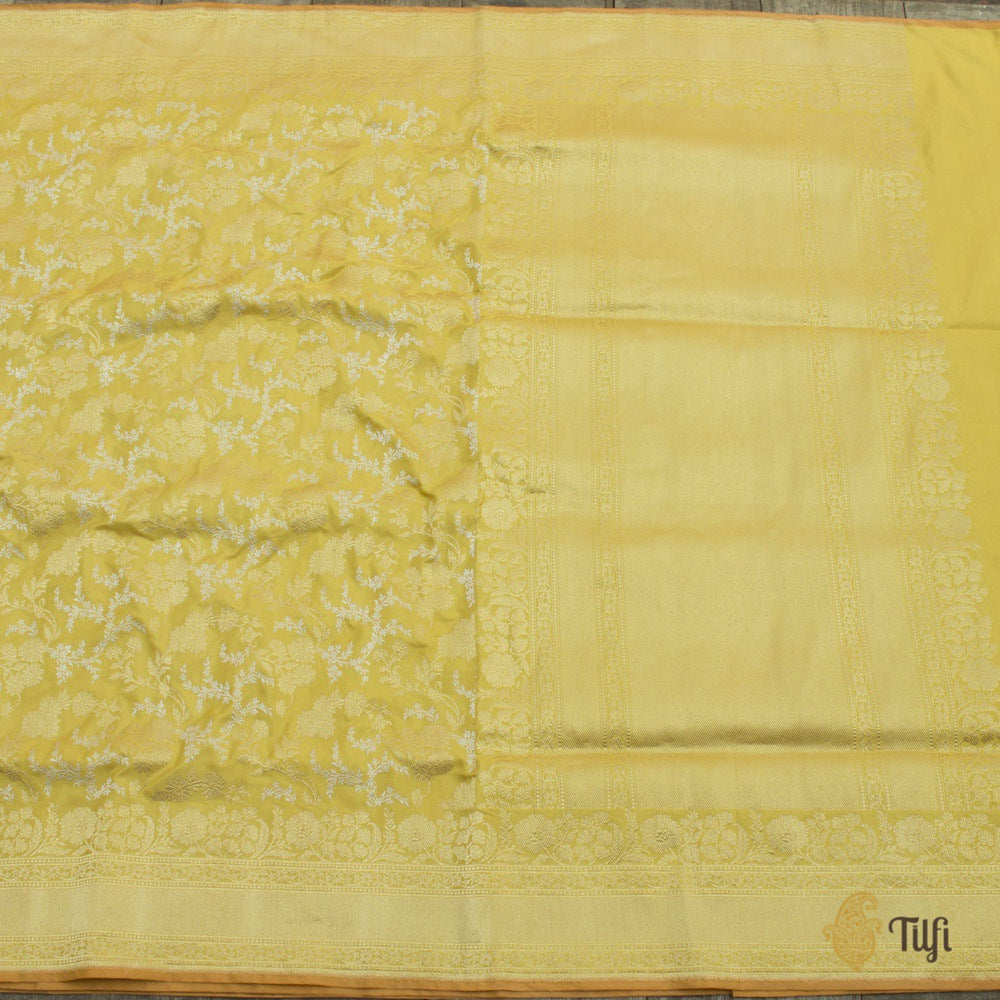 Yellow Pure Katan Silk Banarasi Handloom Saree