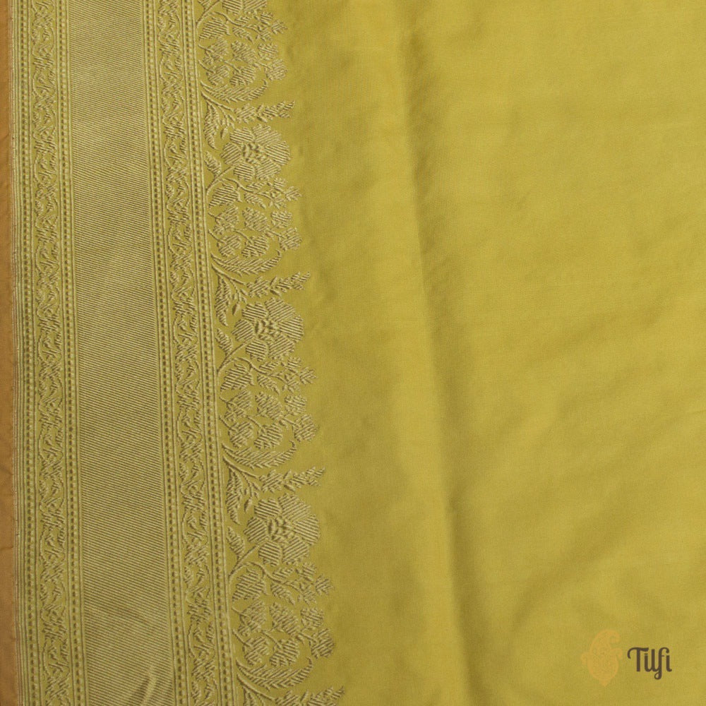 Yellow Pure Katan Silk Banarasi Handloom Saree