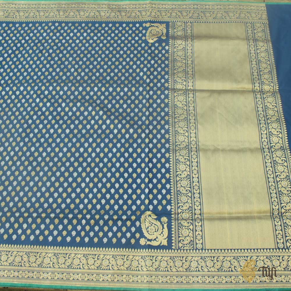 Peacock Blue Pure Katan Silk Banarasi Handloom Saree