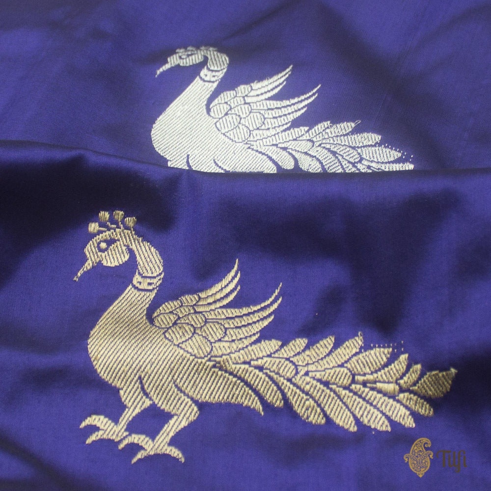 Black-Purple Pure Katan Silk Banarasi Handloom Saree