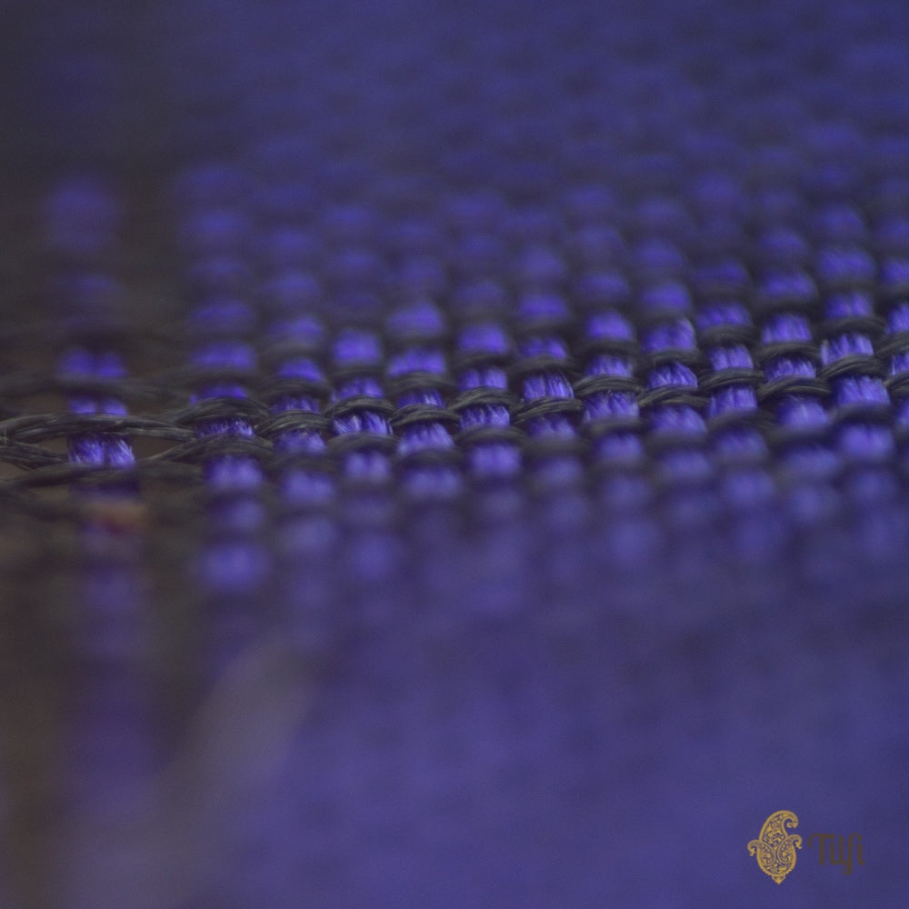 Black-Purple Pure Katan Silk Banarasi Handloom Saree