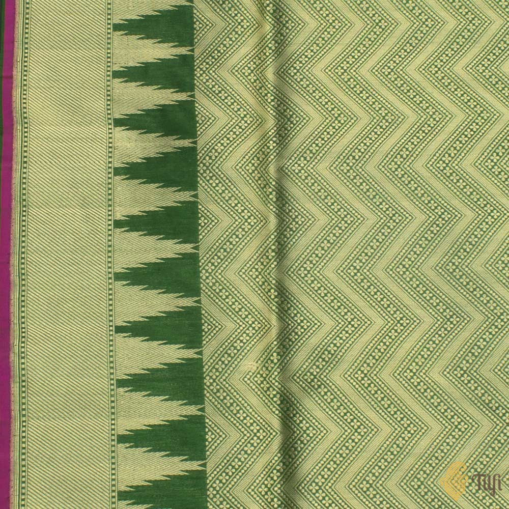 Dark Green Pure Katan Silk Banarasi Handloom Saree