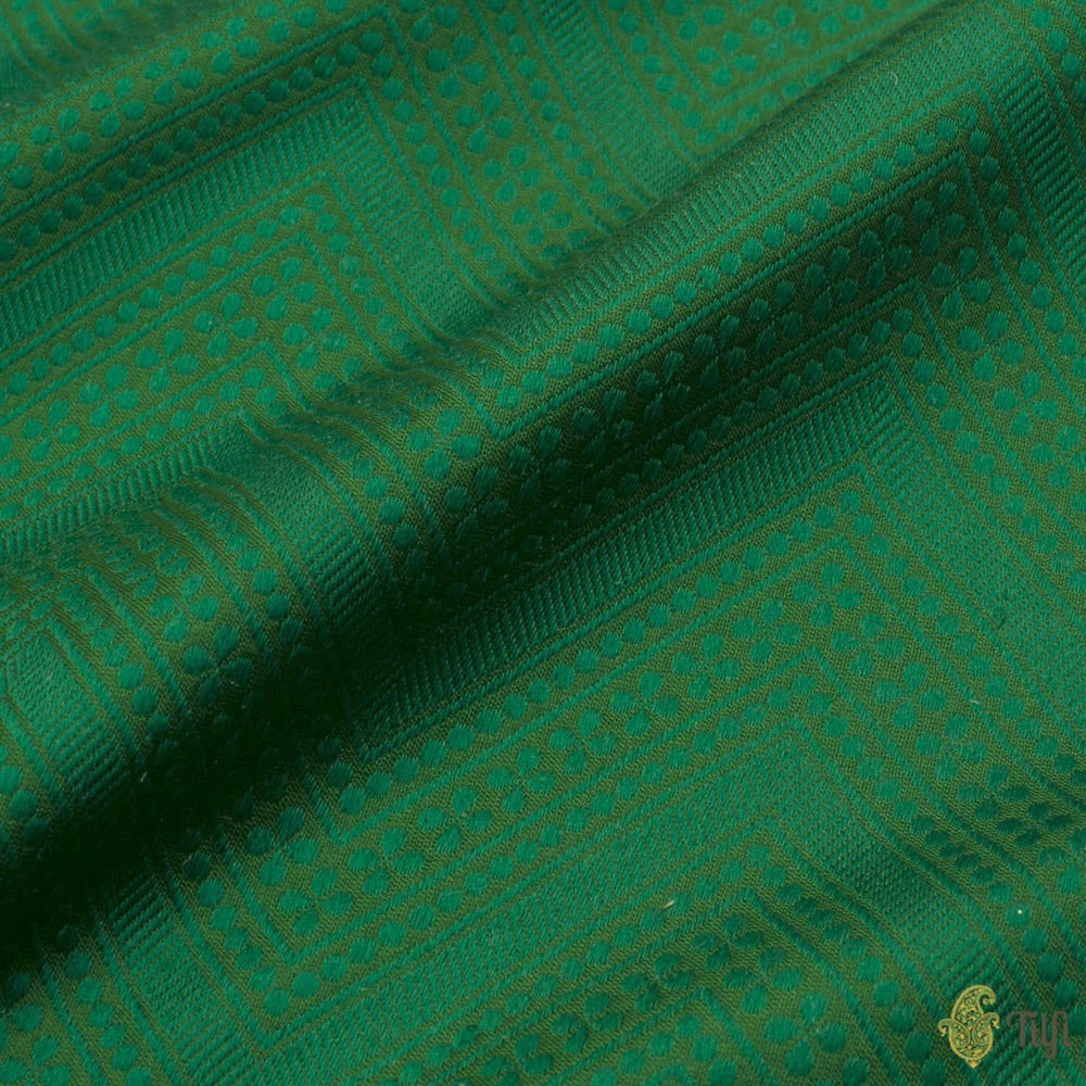 Dark Green Pure Katan Silk Banarasi Handloom Saree