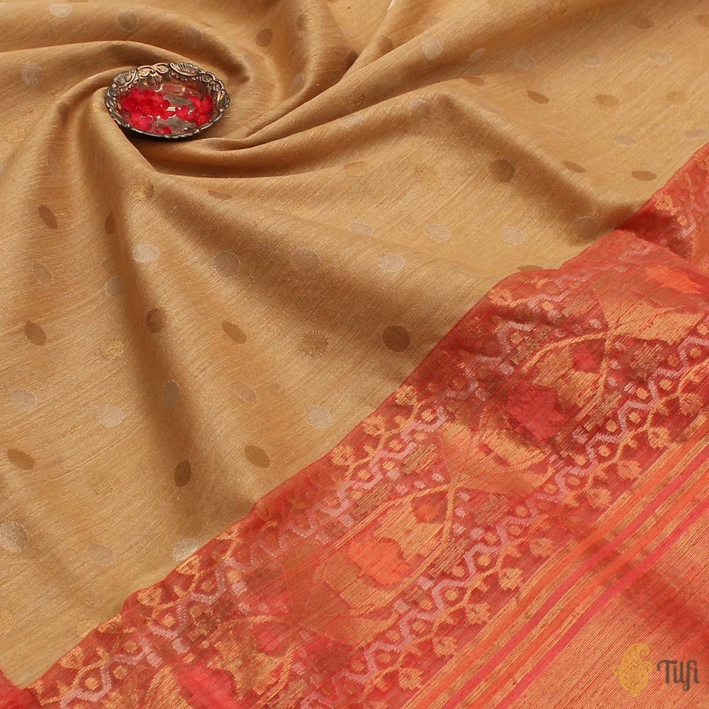Tussar Pure Tussar Silk Net Banarasi Handloom Saree