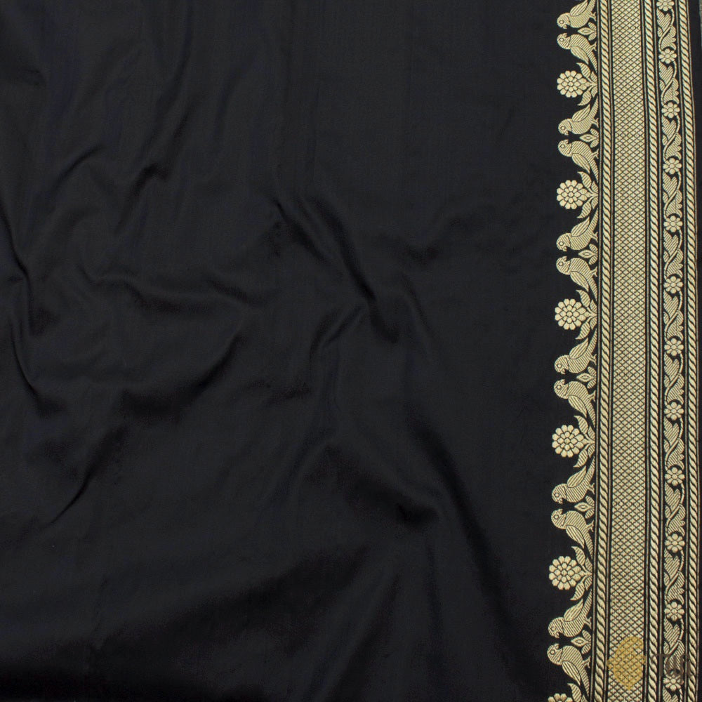 Black Pure Katan Silk Banarasi Handloom Saree