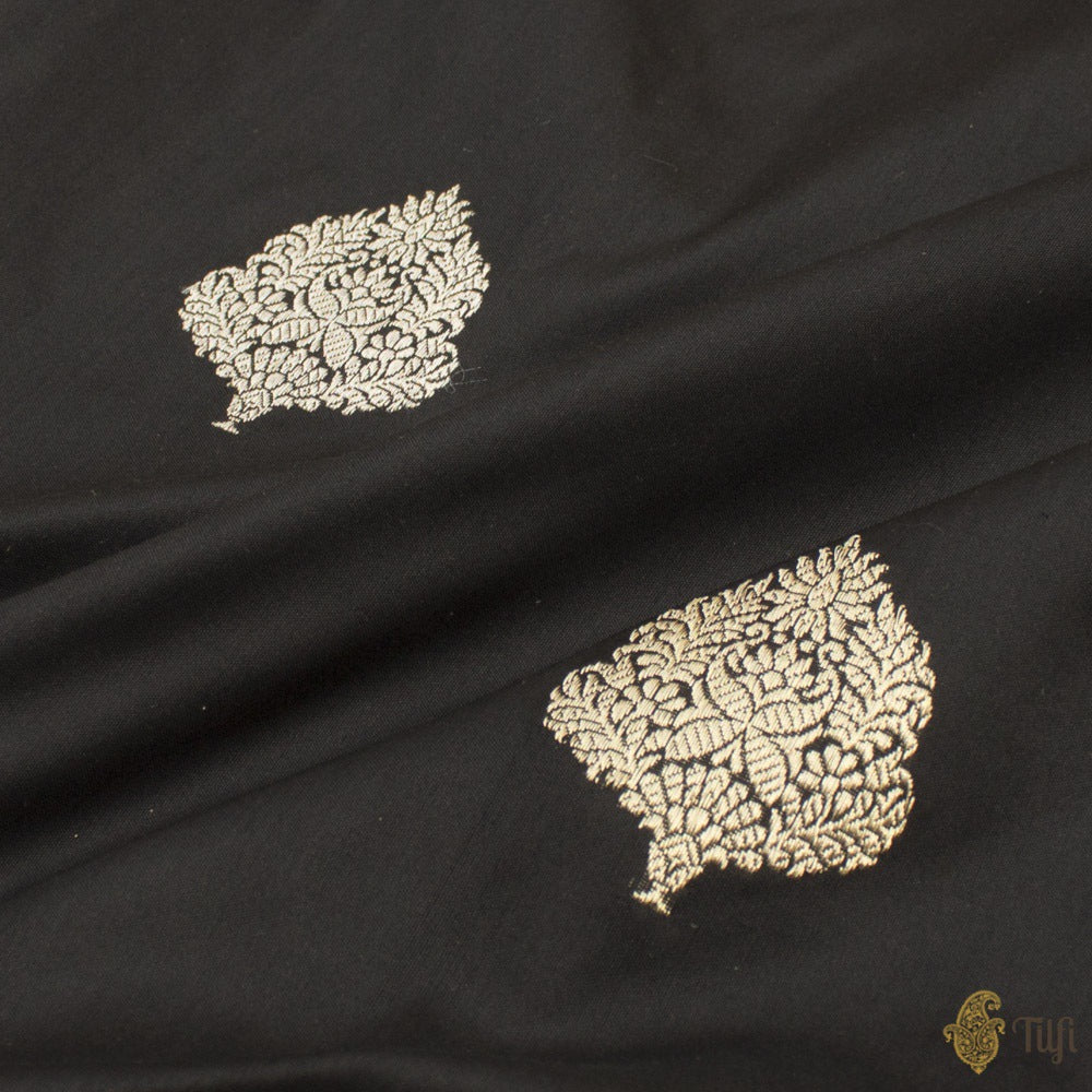 Black Pure Katan Silk Handloom Banarasi Saree