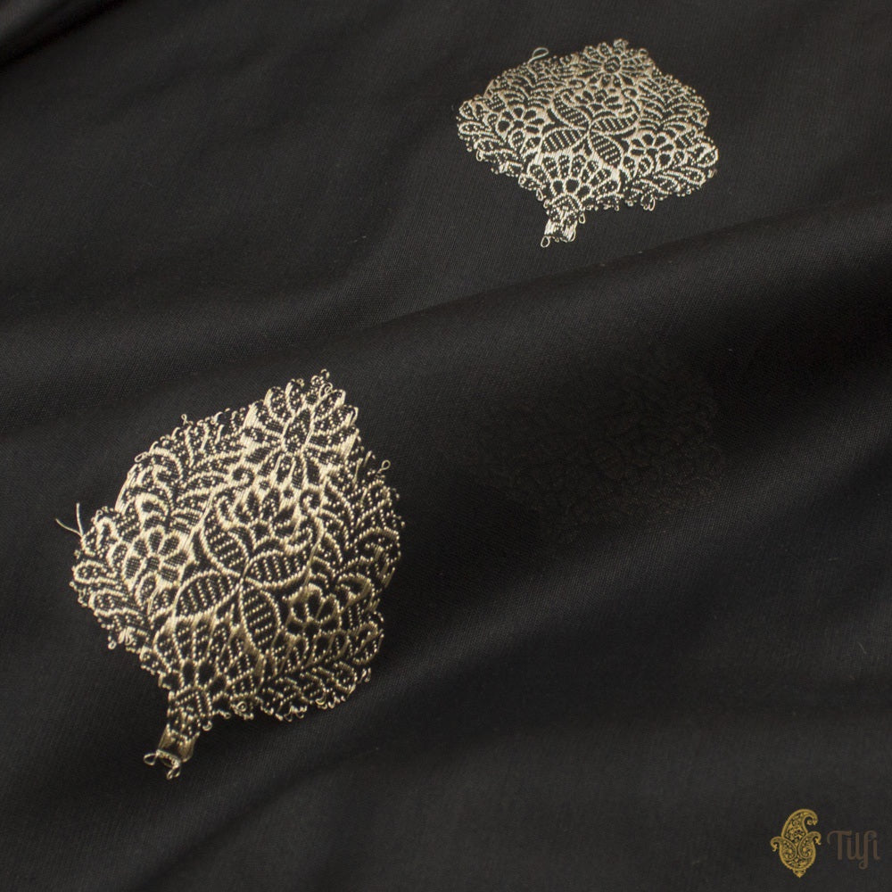 Black Pure Katan Silk Handloom Banarasi Saree