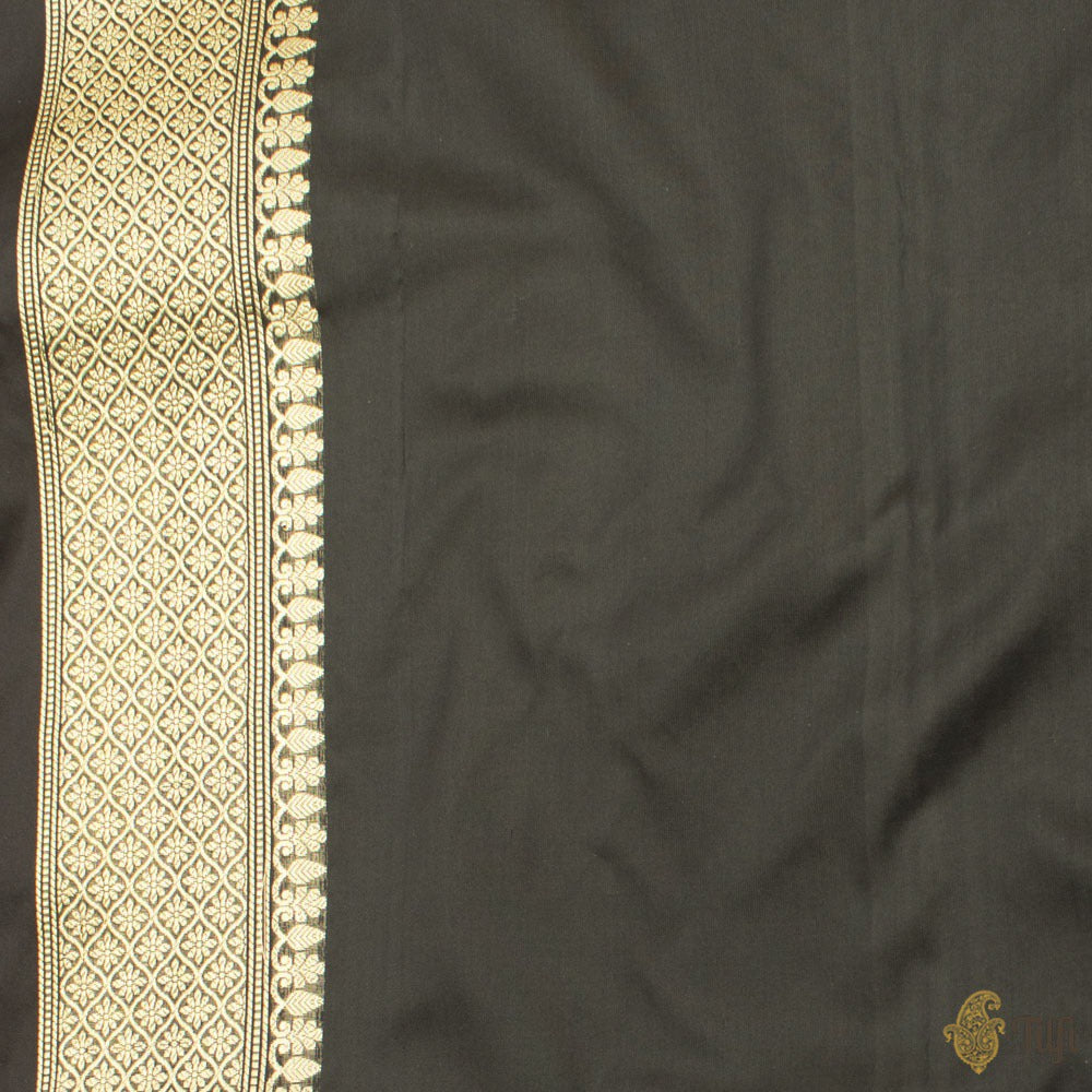 Black Pure Katan Silk Handloom Banarasi Saree
