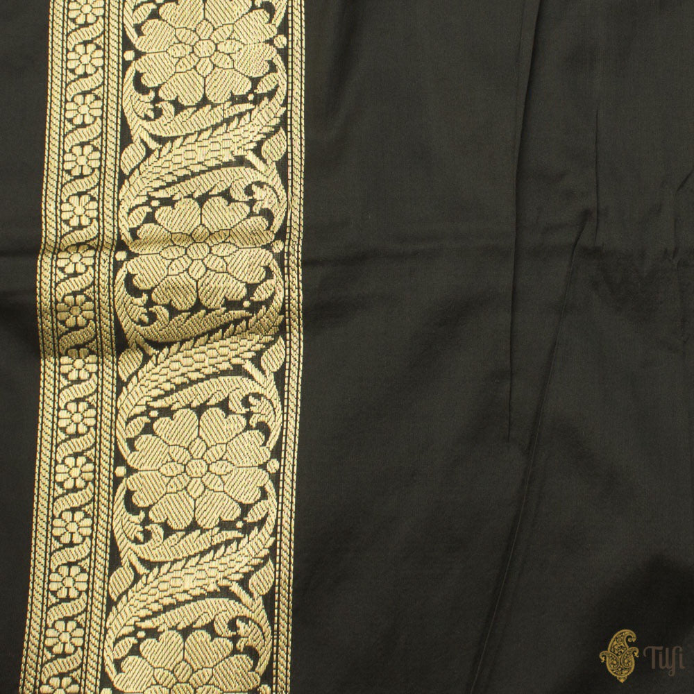 Pre-Order: Black Pure Katan Silk Banarasi Handloom Saree