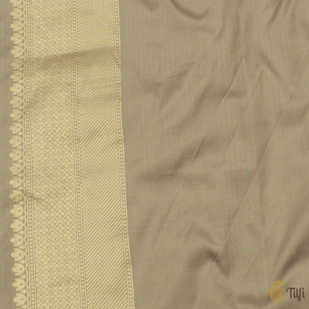 Taupe Grey Pure Katan Silk Banarasi Handloom Saree