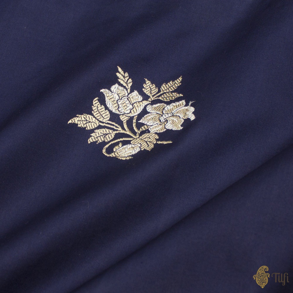 Navy Blue Pure Katan Silk Banarasi Handloom Saree
