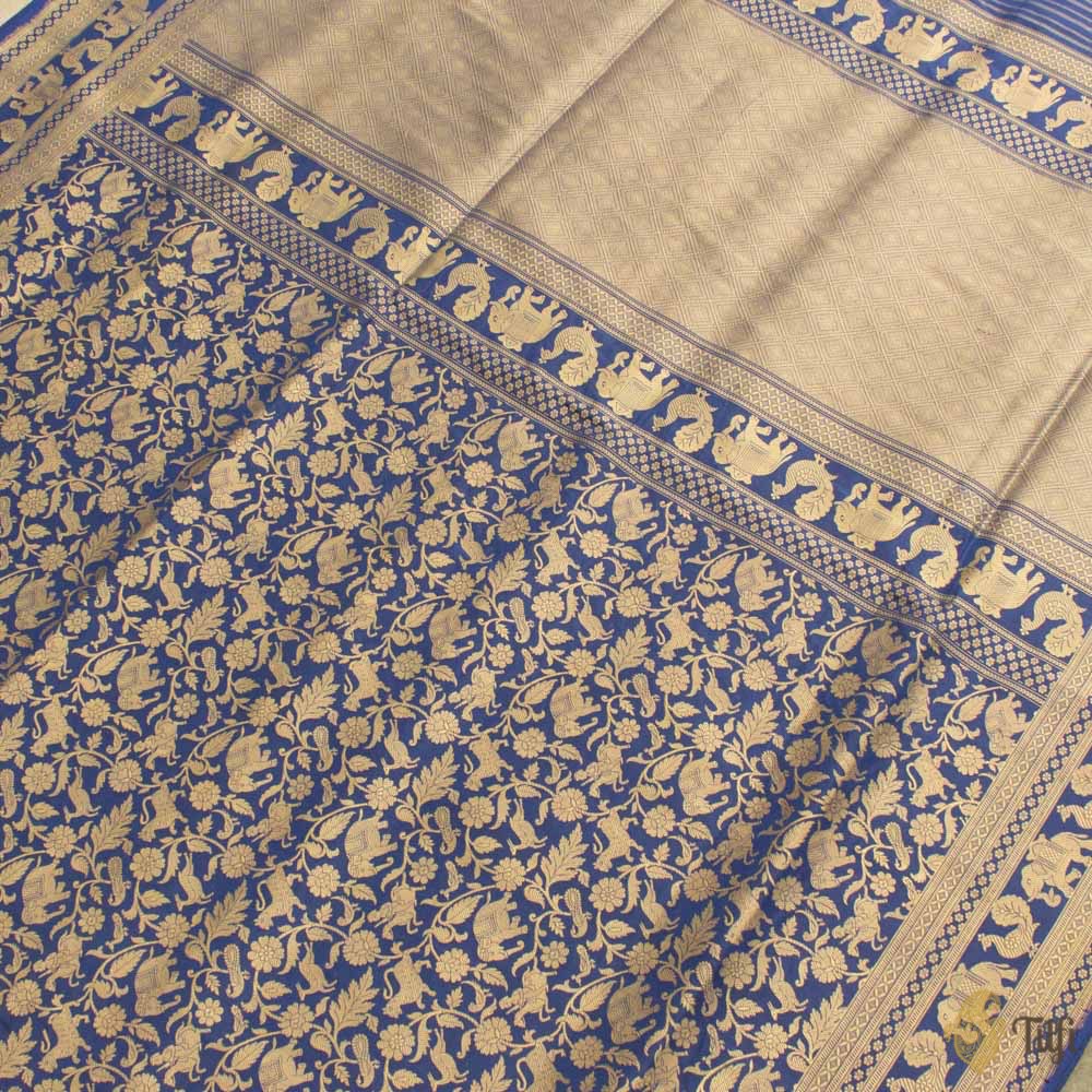 Royal Blue Pure Katan Silk Shikaargah Saree
