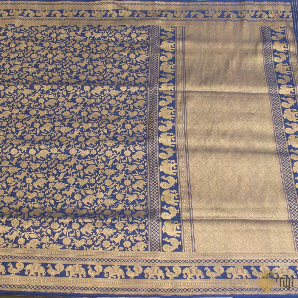Royal Blue Pure Katan Silk Shikaargah Saree