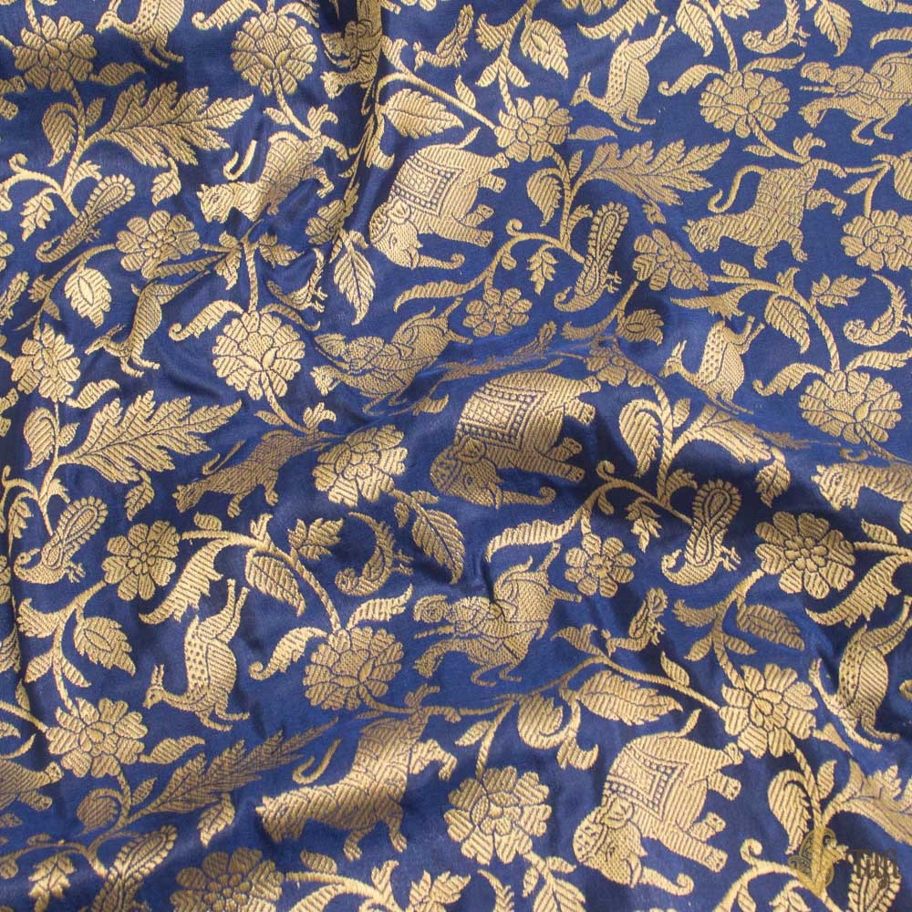 Royal Blue Pure Katan Silk Shikaargah Saree