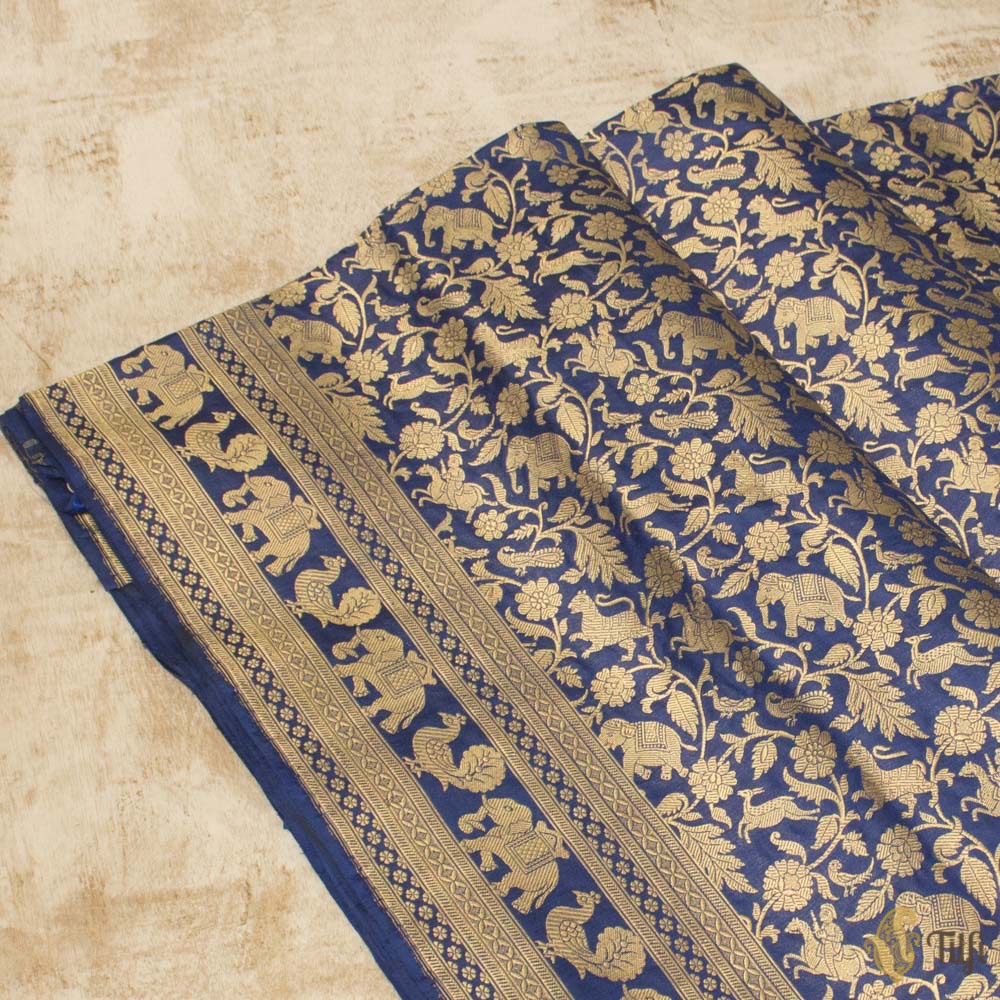 Royal Blue Pure Katan Silk Shikaargah Saree