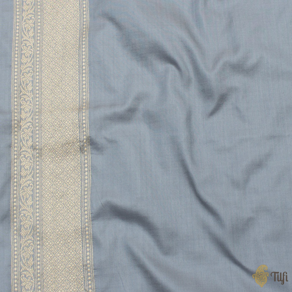 Grey Pure Katan Silk Banarasi Handloom Patola Saree