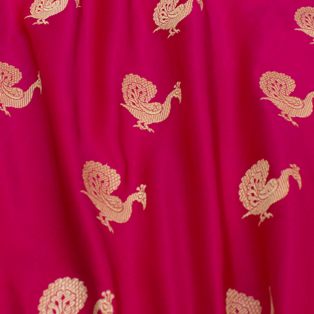 Rani Pink-Red Pure Katan Silk Banarasi Paithani Handloom Saree