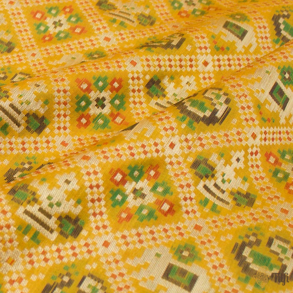 Yellow Pure Katan Silk Banarasi Handloom Patola Saree